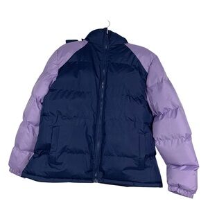 Puffer Jacket Removable Hood Size Large color block